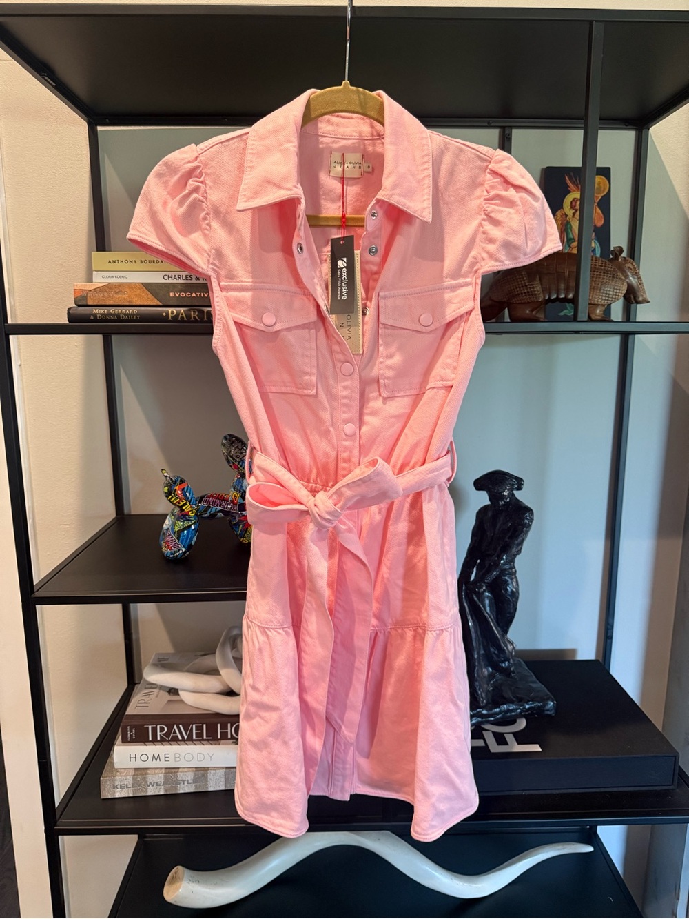 Alice + Olivia Petal Pink Button-Front Shirt Dress